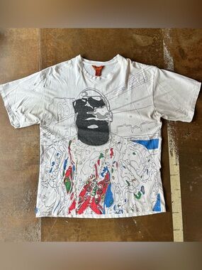 Vintage Y2K Ak:Cess Notorious B.I.G. Paint By Numbers White T-Shirt Oversized XL